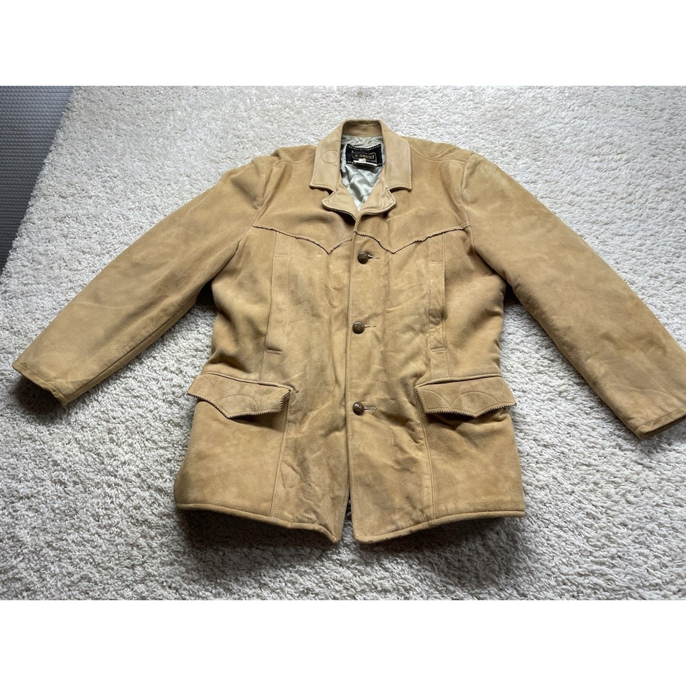Vintage Brent Suede Leather Western Mens XL Quilt Lined Jacket